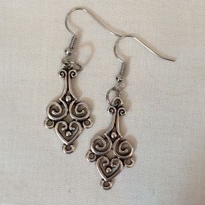 Silver Heart Celtic Style Dangle Earrings